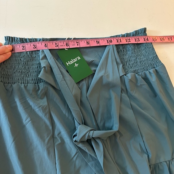 Halara Blue Hi/Waisted Shirred Tie‎ Front Back Wide Leg Palazzo-Like Pants NWT M - Picture 13 of 16